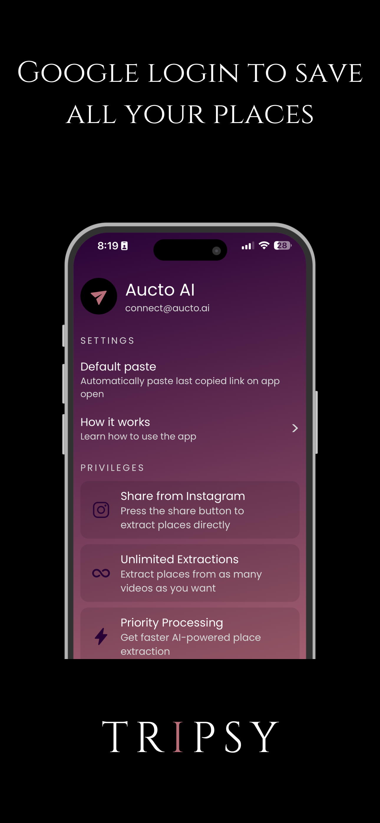 Google login and settings